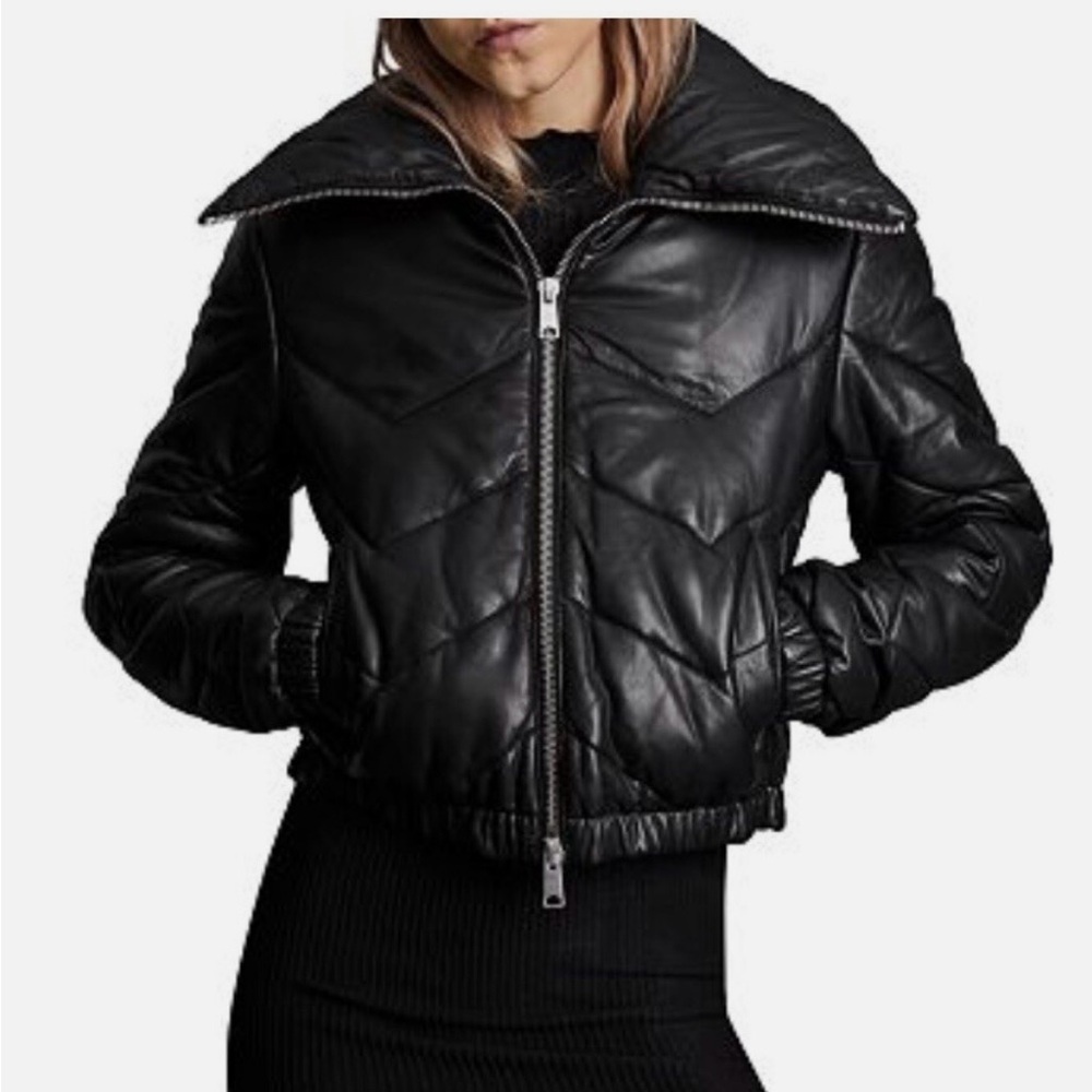 AllSaints Paislee 💕 Leather Puffer Jacket size 4 – Black | NWOT